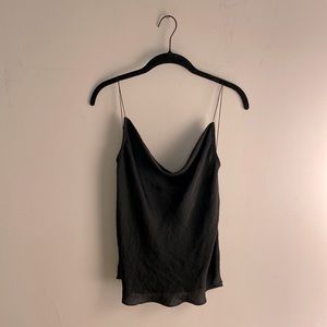 Black silk scoop neck tank